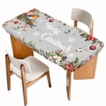 thumbnail image 1 of Merry Christmas Table Cloths for 6 Foot Rectangle Tables, Poinsettia Xmas Tree Snowflake Winter Patio Waterproof Elastic Fitted Tablecloths, Washable Rectangular Table Cover for Camping, 1 of 8