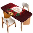 thumbnail image 1 of Merry Christmas Table Cloths for 6 Foot Rectangle Tables, Winter Xmas Pine Needle Sparkle Bells Patio Waterproof Elastic Fitted Tablecloths, Washable Rectangular Table Cover for Camping, 1 of 8