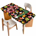 thumbnail image 1 of Merry Christmas Table Cloths for 6 Foot Rectangle Tables, Winter Xmas Stockings Gifts Bells Cartoon Patio Waterproof Elastic Fitted Tablecloths, Washable Rectangular Table Cover for Camping, 1 of 8