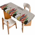 thumbnail image 1 of Merry Christmas Table Cloths for 8 Foot Rectangle Tables, Farmhouse Xmas Tree Winter Snowflake Grey Patio Waterproof Elastic Fitted Tablecloths, Washable Rectangular Table Cover for Camping, 1 of 8