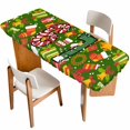 thumbnail image 1 of Merry Christmas Table Cloths for 8 Foot Rectangle Tables, Winter Xmas Stockings Gifts Cartoon Green Patio Waterproof Elastic Fitted Tablecloths, Washable Rectangular Table Cover for Camping, 1 of 8