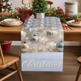 thumbnail image 1 of Merry Christmas Table Runner 13x108 Inch Snowflake Gold Sliver Colored Ball Winter Table Runners Dresser Scarves Winter Holiday Kitchen Dining Table Decoration for Home Party Indoor, 1 of 9