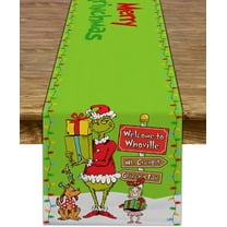 Merry Christmas Table Runner Christmas Whoville Winter Holiday Party Kitchen Fireplace Dining Room Home Decor (13" x 72")