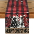 thumbnail image 1 of Merry Christmas Table Runner Seasonal Winter Holiday Kitchen Dining Table Runner Black Red Buffalo Plaid Xmas Trees Table Decoration for Home Party Holiday 13 x 90 inch, 1 of 6