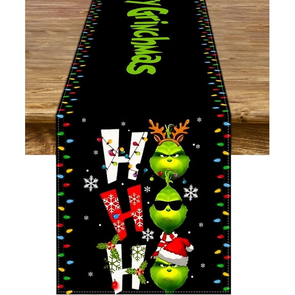 Merry Christmas Table Runner Whoville Christmas Winter Holiday Party Fireplace Kitchen Dining Room Home Xmas Decoration