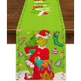 thumbnail image 1 of Merry Christmas Table Runner Whoville Xmas Winter Holiday Believe Theme Party Decoration Green Elf Home Kitchen Dining Room Decor, 1 of 5