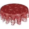 thumbnail image 1 of Merry Christmas Tablecloth 60 Inch Round Red Christmas Floral Table Cloth Round Cover Christmas Snowflake Snowy Xmas Table Cloth Winter Farmhouse Decorative for Holiday Home Kitchen Dining Party, 1 of 6