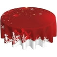 thumbnail image 1 of Merry Christmas Tablecloth 60 Inch Round Winter Red White Snowflakes Table Cloth Dust-Proof Wrinkle Resistant Rustic Tablecloth for Holiday Party Dining, 1 of 6