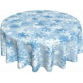 thumbnail image 1 of Merry Christmas Tablecloth 60 Inch Round Xmas Table Cloth Winter Blue Snowflakes Tablecloths Christmas Table Covers for Holiday Party Dining Kitchen Home Picnic Patio (Blue Snowflake), 1 of 6