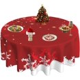 thumbnail image 1 of Merry Christmas Tablecloth 60 Inch Round Xmas Table Cloth Winter Red White Snowflakes Tablecloths Christmas Table Covers for Holiday Party Dining Kitchen Home Picnic Patio (Red Snowflake), 1 of 6