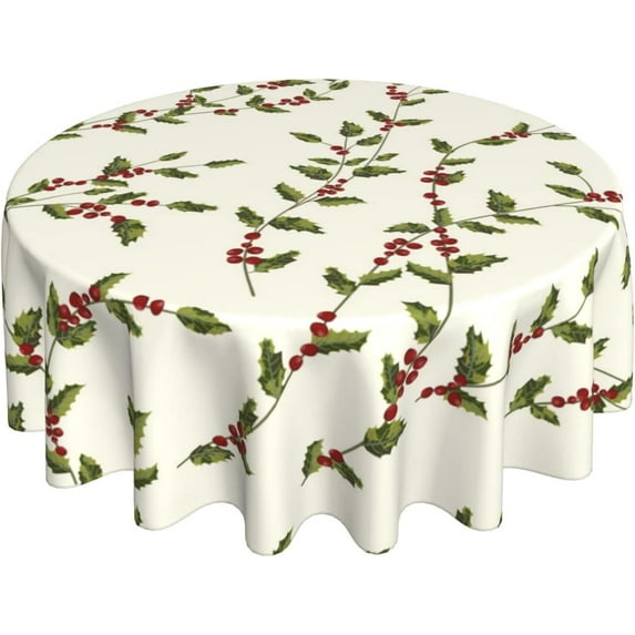 Merry Christmas Tablecloth Round 60 Inch Snowflake Tablecloth Washable Table Cover with Winter Xmas Table Cloth for Kitchen Dining Room Christmas Party Picnic Patio
