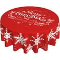 thumbnail image 1 of Merry Christmas Tablecloth Round 60 Inch Snowflake Tablecloth Waterproof Polyester Washable Table Cover with Winter Snowflake Pattern Table Cloth for Kitchen Dining Room Christmas Party Picnic Patio, 1 of 6
