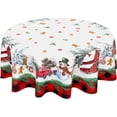 thumbnail image 1 of Merry Christmas Tablecloth Round 60 Inch Snowman Winter Table Cloth Washable Black Red Buffalo Plaid Snowflake Christmas Table Cover for Kitchen Dinner Room Holiday Party Indoor Outdoor Home Decor, 1 of 6