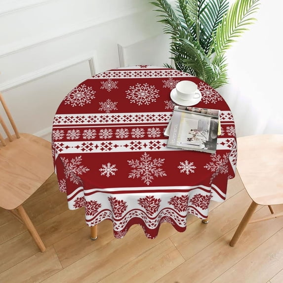 Merry Christmas Tablecloth Round Table Cover Washable Polyester Table Cloth for Kitchen Party Picnic Dining Decor 60 Inch