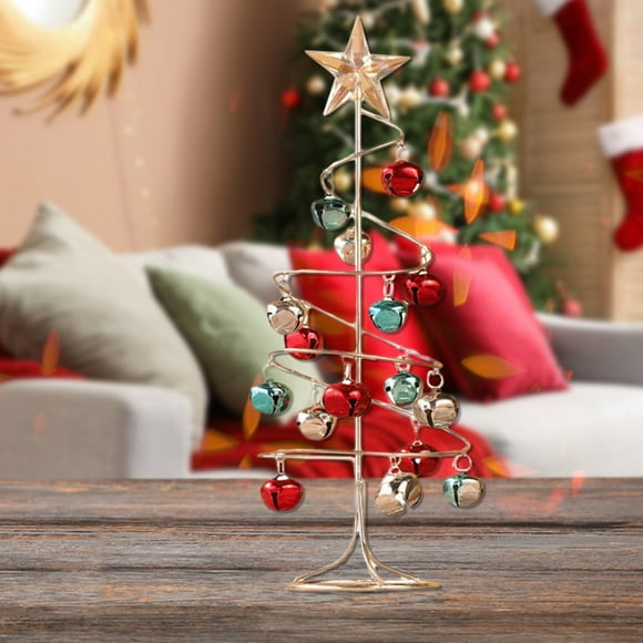 Merry Christmas Tabletop Metal Christmas Tree Wrought Iron Ornament Display Stand Christmas Ornament 11 Inch Desktop Decorations Mini Xmas Tree for Xmas Home