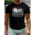 thumbnail image 1 of Merry Christmas Tee Holiday Graphic Design T Shirt Breathable Casual Comfort Top Short Sleeve Black S-5XL, 1 of 5