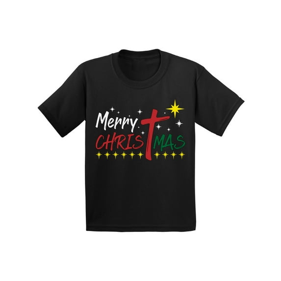 Merry Christmas Tee Jesus Christ T-Shirt Xmas Kids T Shirt Jesus Top Christmas Cross Boys Girls Holiday Gift Youth Christian Religious