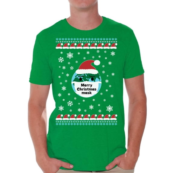 Merry Christmas Tee for Men Funny Earth Shirt Christmas 2020 Men's T-Shirt Merry Xmas Top for Him Happy Holidays T Shirt for Men Xmas Gifts Snowflakes Print Christmas Shirts for Men