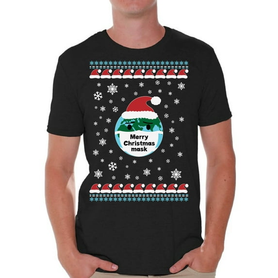 Merry Christmas Tee for Men Funny Earth Shirt Christmas 2020 Men's T-Shirt Merry Xmas Top for Him Happy Holidays T Shirt for Men Xmas Gifts Snowflakes Print Christmas Shirts for Men