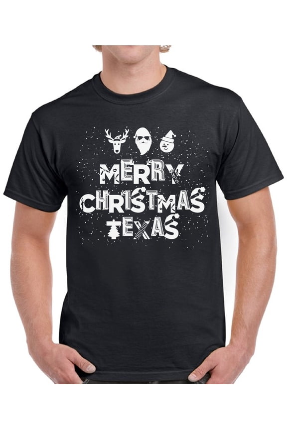 Merry Christmas Texas Top Christmas Gift Shirt for Men - S M L XL 2XL 3XL 4XL 5XL Xmas Graphic Tee - Funny Xmas Holiday Tee T-Shirt Mens