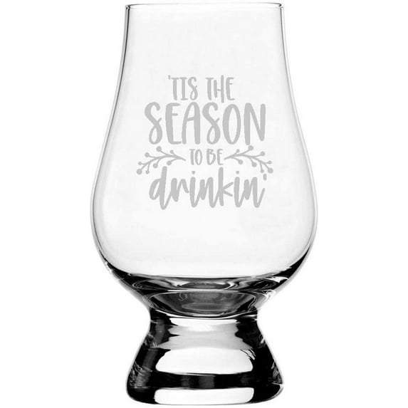 Merry Christmas Themed Glencairn Crystal Whisky Glass Tis The Season To Be Drinkin