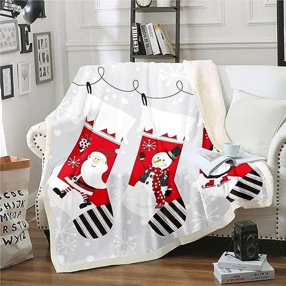 Merry Christmas Throw Blanket for Kids Girls White Snowflake and Deer