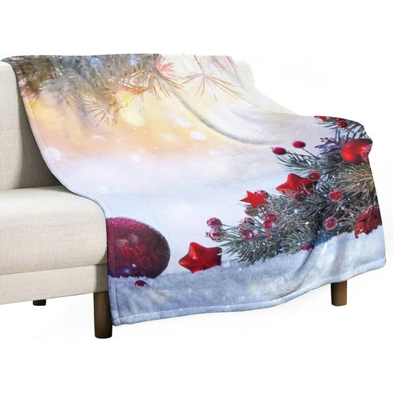 Merry Christmas Throw Blanket Soft Warm Vintage Santa Claus Motorcycle Lightweight Flannel Plush Fuzzy Blankets Gift for Women Kids Boys Teens 50X60 in