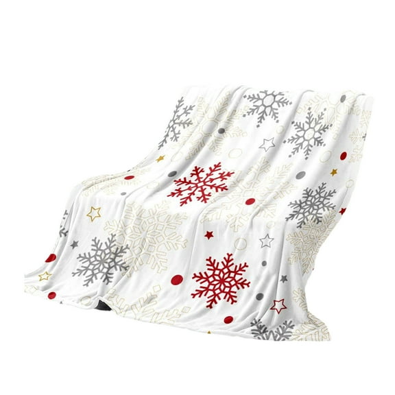 Merry Christmas Throw Blanket, Super Soft Snowflake Flannel Throw Cover for Bed Sofa, Lightweight Festival Holiday Throw Blankets, 51.2" X 59"