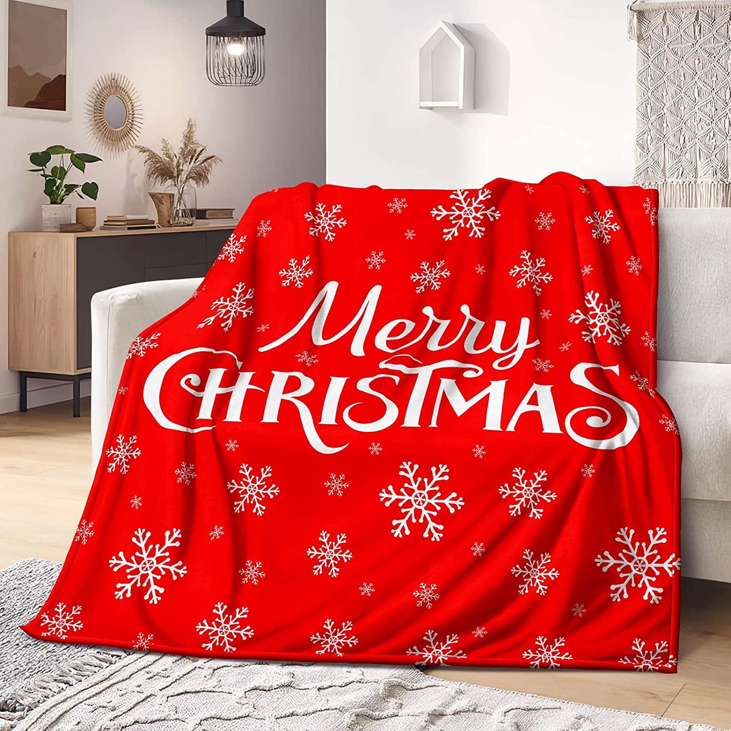Christmas Throw Blanket,Scandinavian Christmas Santa Gnomes