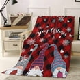 thumbnail image 1 of Merry Christmas Throw Flannel Blanket 40x60In Christmas Gnomes Snowflakes Heart Red Plaid Super Soft Cozy Bed Blanket, Lightweight Plush Fuzzy Bed Throw for Bedroom Sofa Couch Living Room, 1 of 4