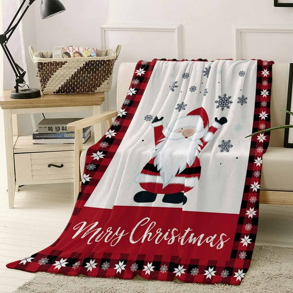 Merry Christmas Throw Flannel Blanket 50x80In Gnome Super Soft Cozy Bed Blanket, Lightweight Plush Fuzzy Bed Throw for Bedroom Sofa Couch Living Room