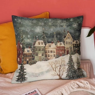 Merry Christmas Throw Pillow Cover Decorative Xmas Red Pillow Case Sofa Decor Square Cushion Covers 18X18 inches