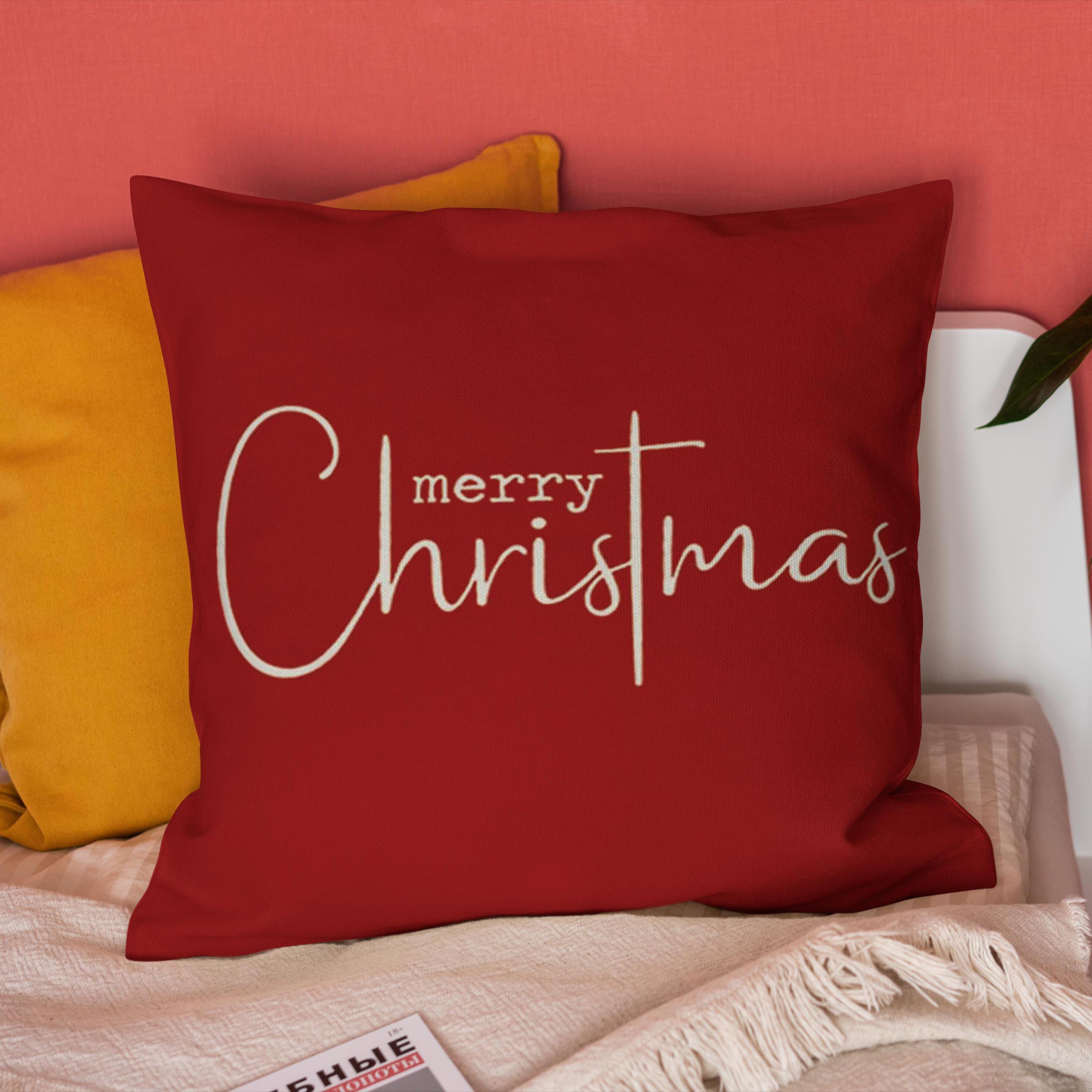Merry Christmas Throw Pillow Cover Decorative Xmas Red Pillow Case Sofa 