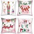 thumbnail image 1 of Merry Christmas Throw Pillow Covers 18x18 Inch Pink Nutcracker Holiday Party Decorative Pillowcases for Sofa Bed Home Xmas Winter Decor Set of 4, 1 of 6