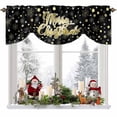 thumbnail image 1 of Merry Christmas Tie Up Valances Curtain, Black Gold Polka Dot Winter Snowflakes Adjustable Rod Pocket Short Window Treatment Tie Up Curtains Valances for Kitchen Living Room Bathroom 54x18 Inches, 1 of 9
