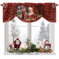 thumbnail image 1 of Merry Christmas Tie Up Valances Curtain, Santa Claus Gift Stars Red Plaid Adjustable Rod Pocket Short Window Treatment Tie Up Curtains Valances for Kitchen Living Room Bathroom 42x18 Inches, 1 of 9