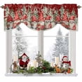 thumbnail image 1 of Merry Christmas Tie Up Valances Curtain, Watercolor Red Gnome Tree Snow Adjustable Rod Pocket Short Window Treatment Tie Up Curtains Valances for Kitchen Living Room Bathroom 54x18 Inches, 1 of 9