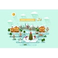 thumbnail image 1 of Merry Christmas, Town Vector (36x54 Giclee Gallery Art Print, Vivid Textured Wall Decor), 1 of 3
