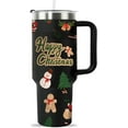 Merry Christmas Tree 40 oz Black Tumbler with Handle Christmas