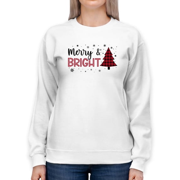 Merry Christmas Tree And Bright Sweatshirt Women -Smartprints Designs, Female XX-Large