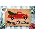 thumbnail image 1 of Merry Christmas Tree Antique Pickup Truck | Christmas Doormat | Welcome Mat | Holiday Doormat | Winter Decor | Christmas Gift, 1 of 2