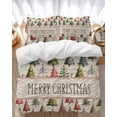 thumbnail image 1 of Merry Christmas Tree Bedding Duvet Cover Set King Size 4 Pieces Vintage Green Pink Trees Abstract Winter Bedding Set with Zipper Closure, 1 Comforter Cover 92x106 Inches 1 Flat Sheet & 2 Pillow Cases, 1 of 7