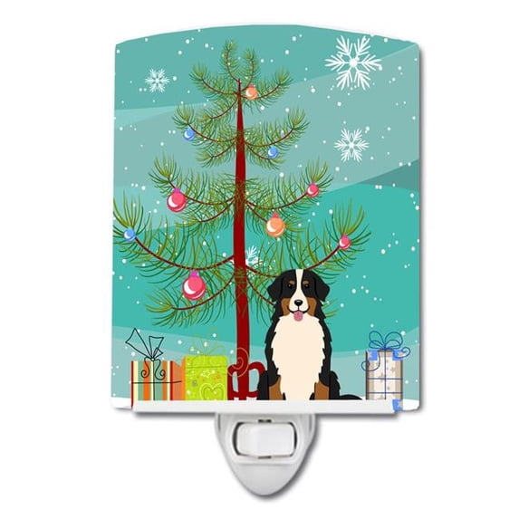 Merry Christmas Tree Bernese Mountain Dog Ceramic Night Light