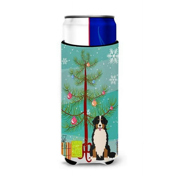 Merry Christmas Tree Bernese Mountain Dog Michelob Ultra Hugger for Slim Cans