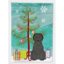 Merry Christmas Tree Briard Black Flag Canvas House Size