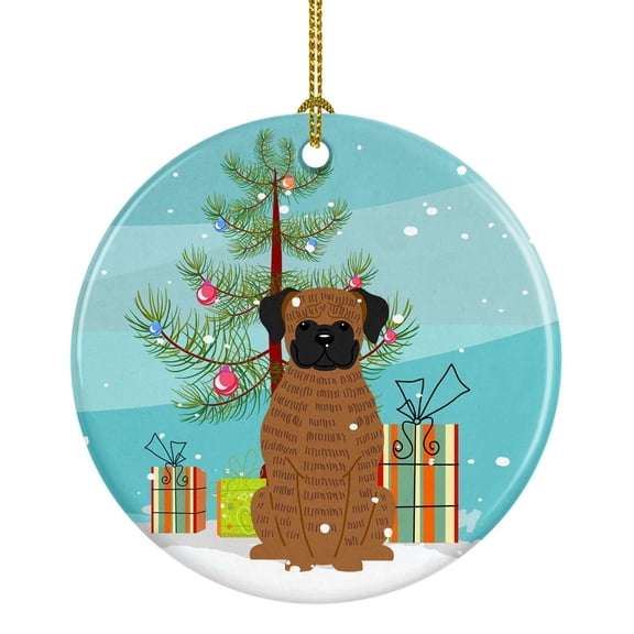 Merry Christmas Tree Brindle Boxer Ceramic Ornament