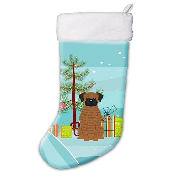 Merry Christmas Tree Brindle Boxer Christmas Stocking