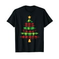 thumbnail image 1 of Merry Christmas Tree Buffalo Plaid Red Green Pine Funny Xmas Black T-Shirt, 1 of 5