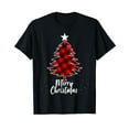 thumbnail image 1 of Merry Christmas Tree Buffalo Plaid Red Xmas Light Men Women T-Shirt, 1 of 5