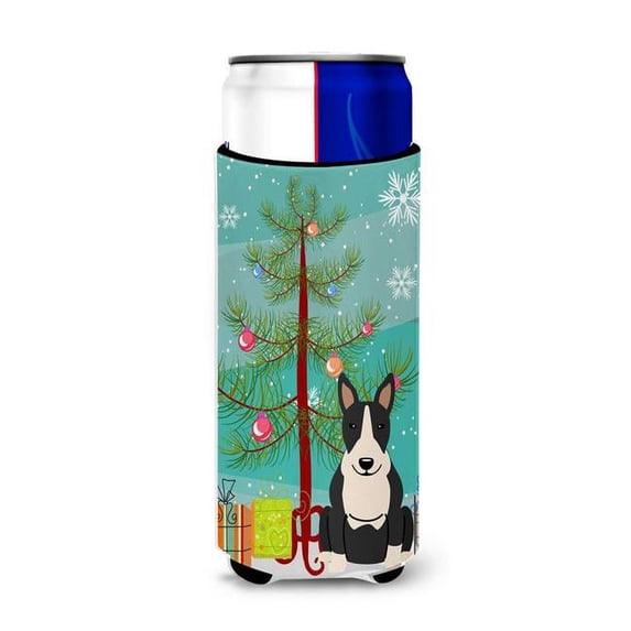 Merry Christmas Tree Bull Terrier Black & White Michelob Ultra Hugger for Slim Cans